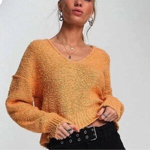 Free People Theo V Neck Sweater Goldy Size XS NWT